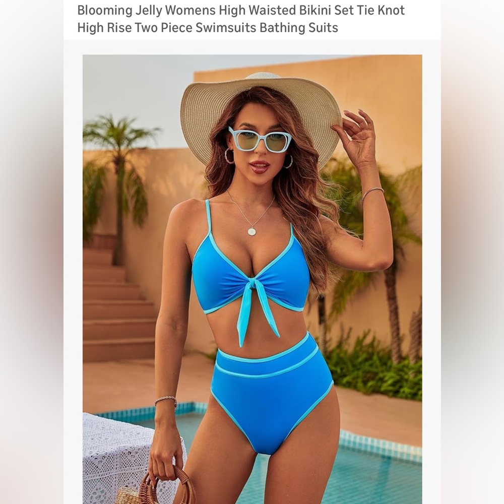 Blue High Waisted Bikini Set